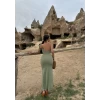Yeşil Askılı Degaje Yaka Elbise