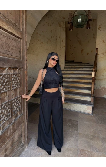 Siyah Körüklü Modal Pantolon