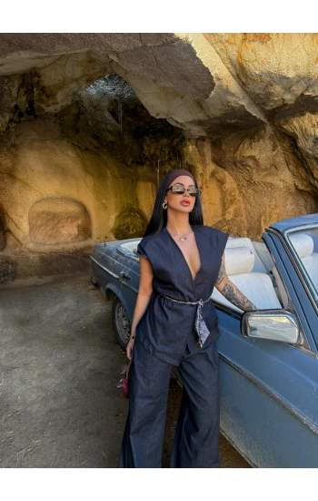 Yelekli Denim İkili Takım