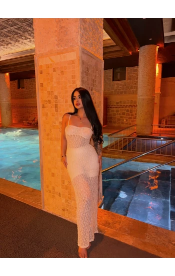 Göğüs Astarlı Güpürlü Elbise (Etek Astarsız)