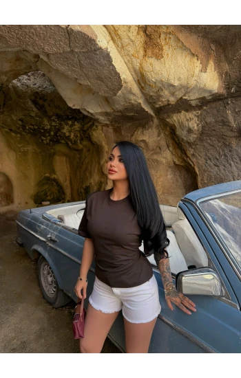 Kahve Sırt Bağlamalı Compact Tişört