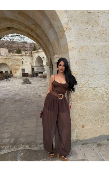 Kahve İçi Astarlı Şalvar Pantolon