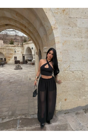 Siyah İçi Astarlı Şalvar Pantolon