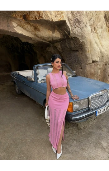 Pembe Triko Etek Büstiyer İkili Takım