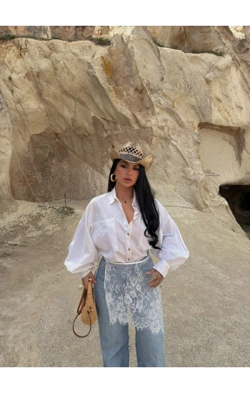 Beyaz Güpürlü Pareo Etek