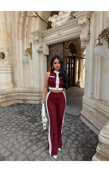 Bordo Ön Garnili Fitilli Takım