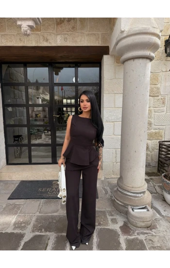 Kahve Sıfır Kol Belden Oturtmalı Takım