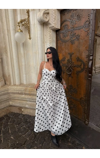 Puantiyeli İçi Destekli Elbise