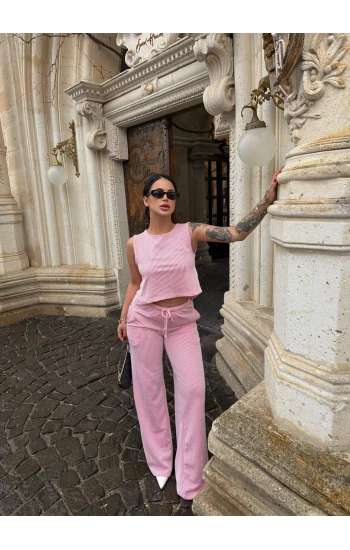 Pembe Sırt Bağlamalı Line İkili Takım