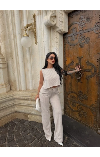 Bej Sırt Bağlamalı Line İkili Takım