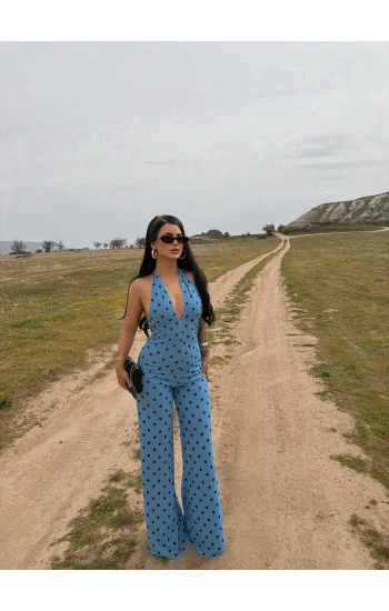 Puantiyeli Amber Boyundan Geçmeli Tulum