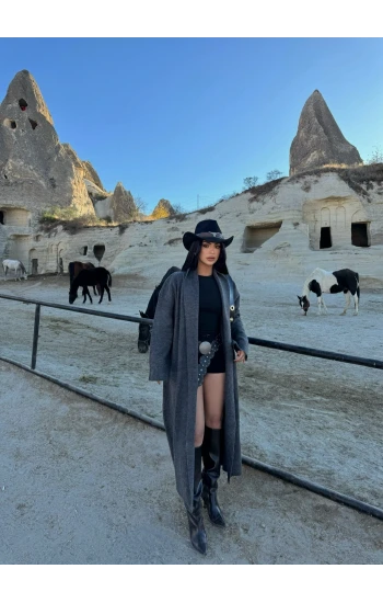 Antrasit Basic Uzun Triko Hırka