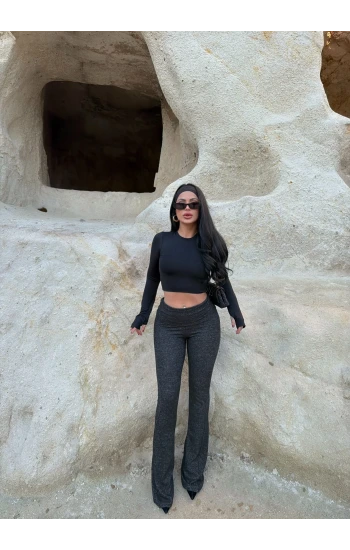 Antrasit Bel Katlamalı Yumoş Pantolon