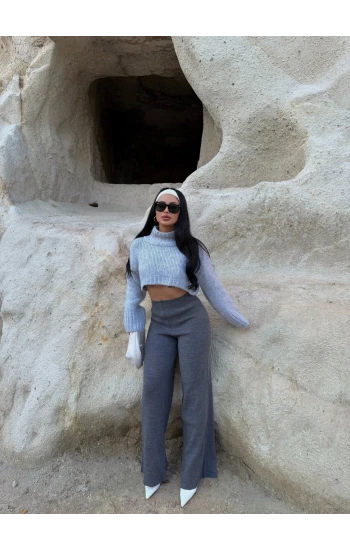 Antrasit Bol Paça Triko Pantolon