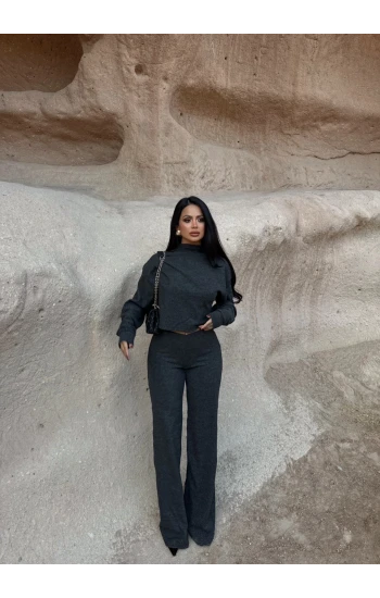 Antrasit Dik Yaka Yumoş İkili Takım