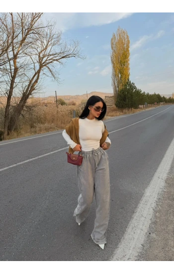 Asit Yıkamalı Garnili Eşofman Altı