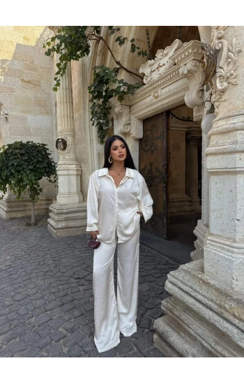 Beyaz Gömlek Pantolon İkili Takım