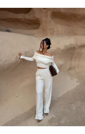 Beyaz Katlamalı Madonna İkili Takım