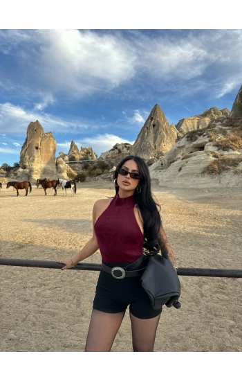 Bordo Kolsuz Sakallı Triko