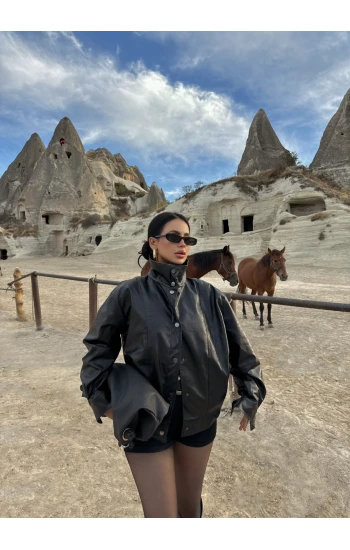 Dik Yaka Suni Deri Mont