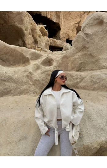 Ekru Fox Kemerli Bomber Kaban