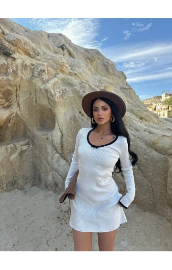 Ekru Serena Triko Elbise