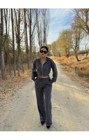 Gri Selanik Kapşonlu Takım