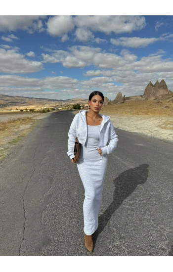 Gri Street Elbise Sweat İkili Takım