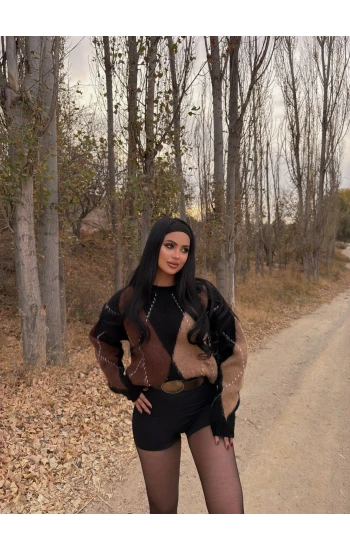 Kahve Baklava Desen Kazak