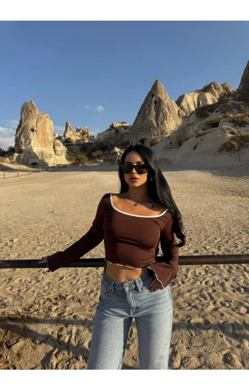 Kahve Bold Biyeli Crop