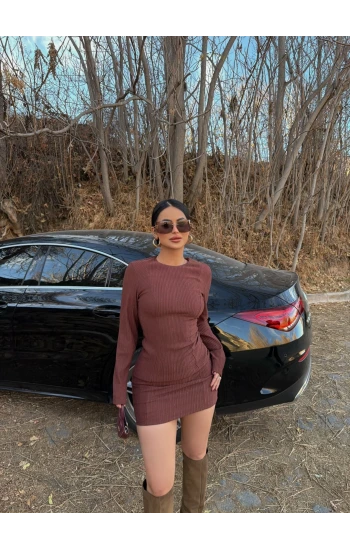 Kahve Simli Ottoman Elbise