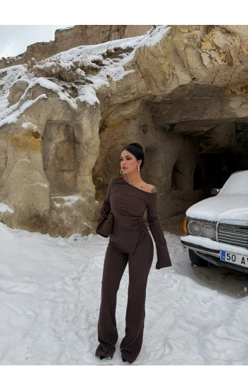 Kahve Kalın Fitilli İkili Takım