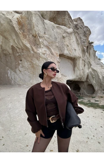 Kahve Kaşe Bomber Mont