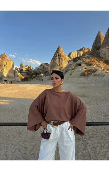 Kahve Rust Yarasa Bluz