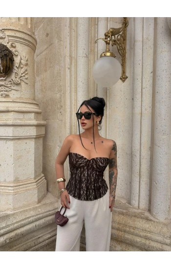 Kahve Slay Lace Korse