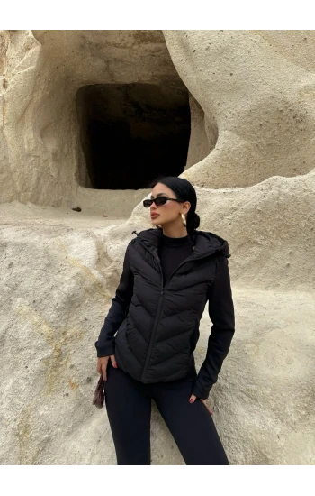 Kapşonlu Puffer Mont