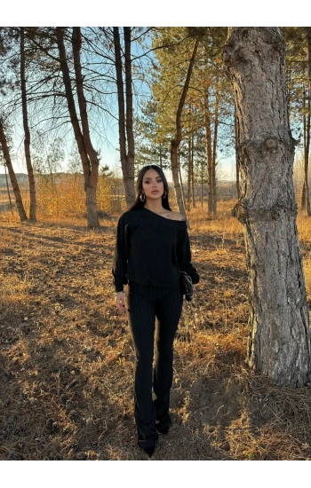 Kayık Yaka Fitilli İkili Takım