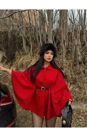 Kırmızı Kemerli Buklet Panço