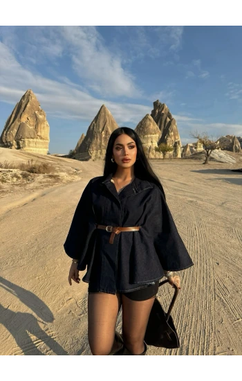 Kemerli Denim Panço