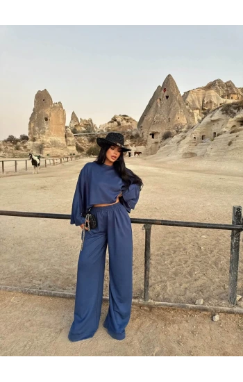 Lacivert Yarasa Kol Modal İkili Takım