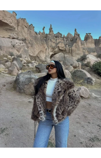 Leopar Desen Suni Kürk