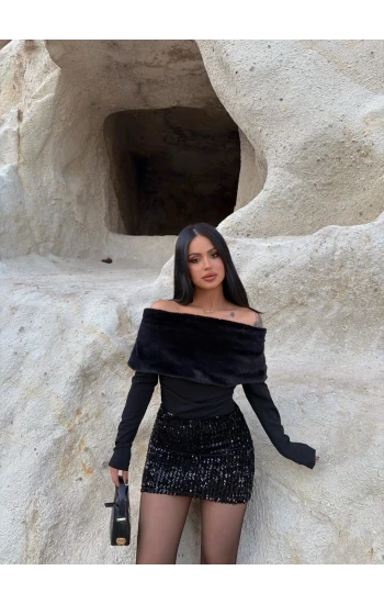 Madonna Yaka Kürklü Bluz