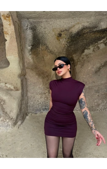 Mürdüm Dik Yaka Scuba Elbise