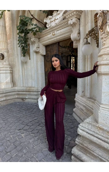 Mürdüm Fitilli Ters Dikiş İkili Takım