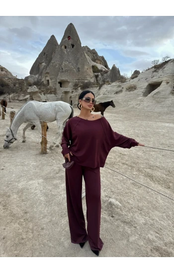 Mürdüm Kayık Yaka Modal İkili Takım