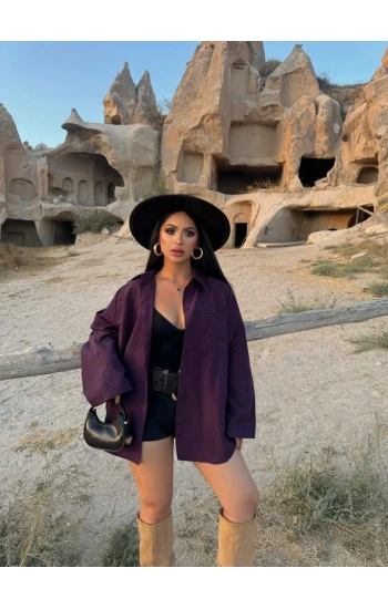 Mürdüm Kolları Volanlı Bf Gömlek