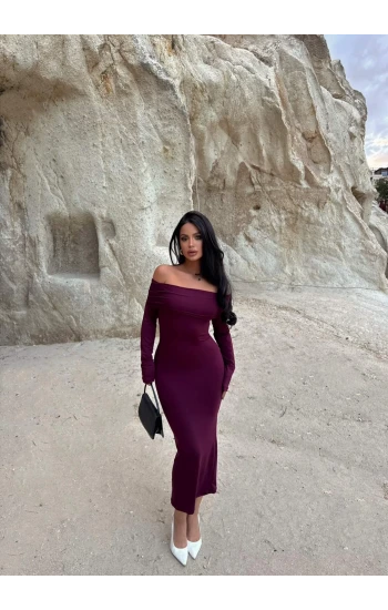 Mürdüm Madonna Polyamid Elbise