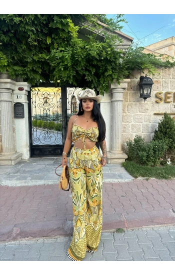 Pantolon&Büstiyer Desenli İkili Takım