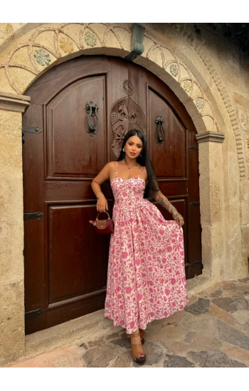 Pembe Mosscep Gloplu Elbise