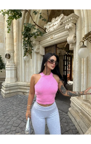 Pembe Sakallı Kolsuz Triko